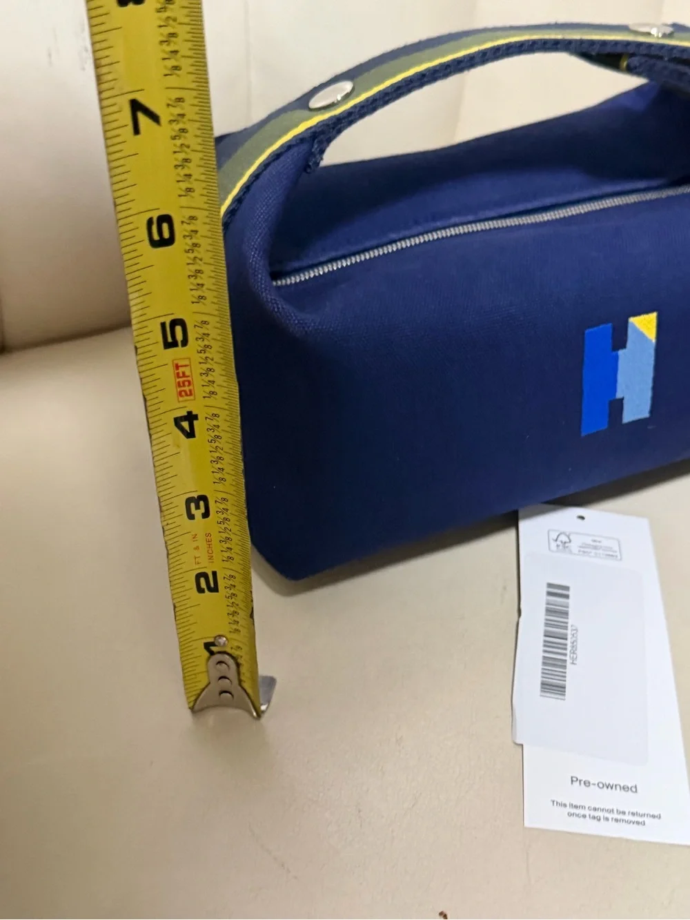 Hermes Navy and Blue Logo Satchel